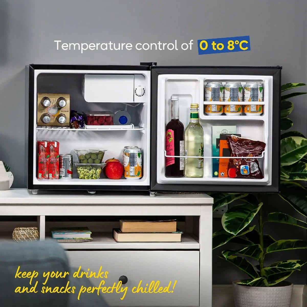 Russell Hobbs Black, 43L Table Top Fridge with Lock & Key, RHTTF0E1B-LCK