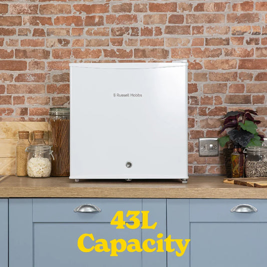 Russell Hobbs White, 43L Table Top Fridge with Lock & Key, RHTTF0E1W-LCK
