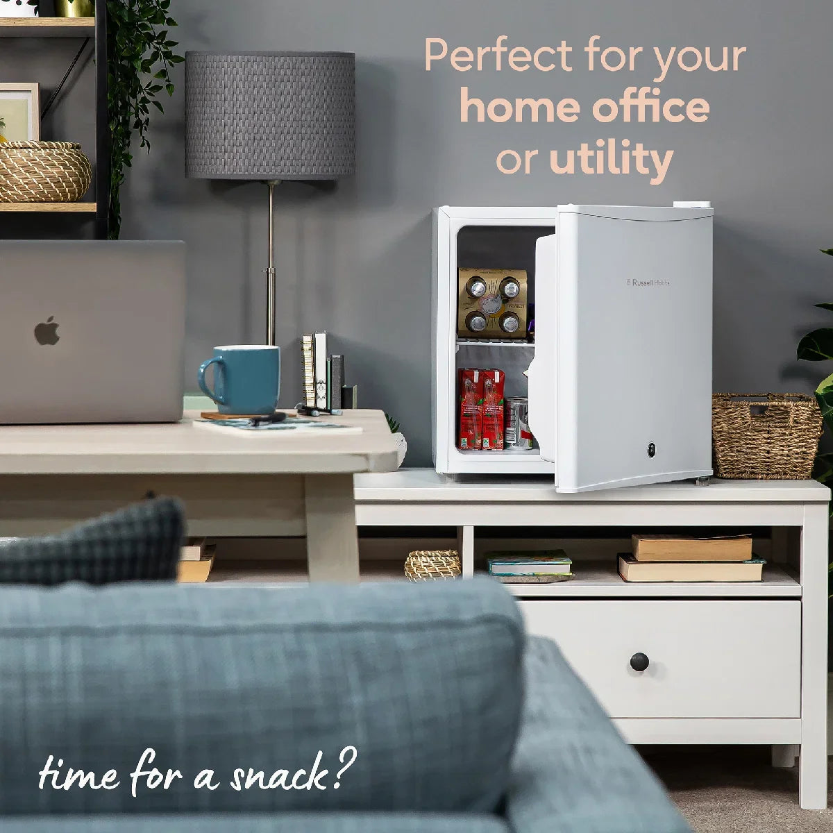 Russell Hobbs White, 43L Table Top Fridge with Lock & Key, RHTTF0E1W-LCK