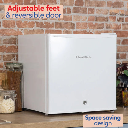 Russell Hobbs White, 43L Table Top Fridge with Lock & Key, RHTTF0E1W-LCK