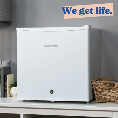 Russell Hobbs White, 43L Table Top Fridge with Lock & Key, RHTTF0E1W-LCK