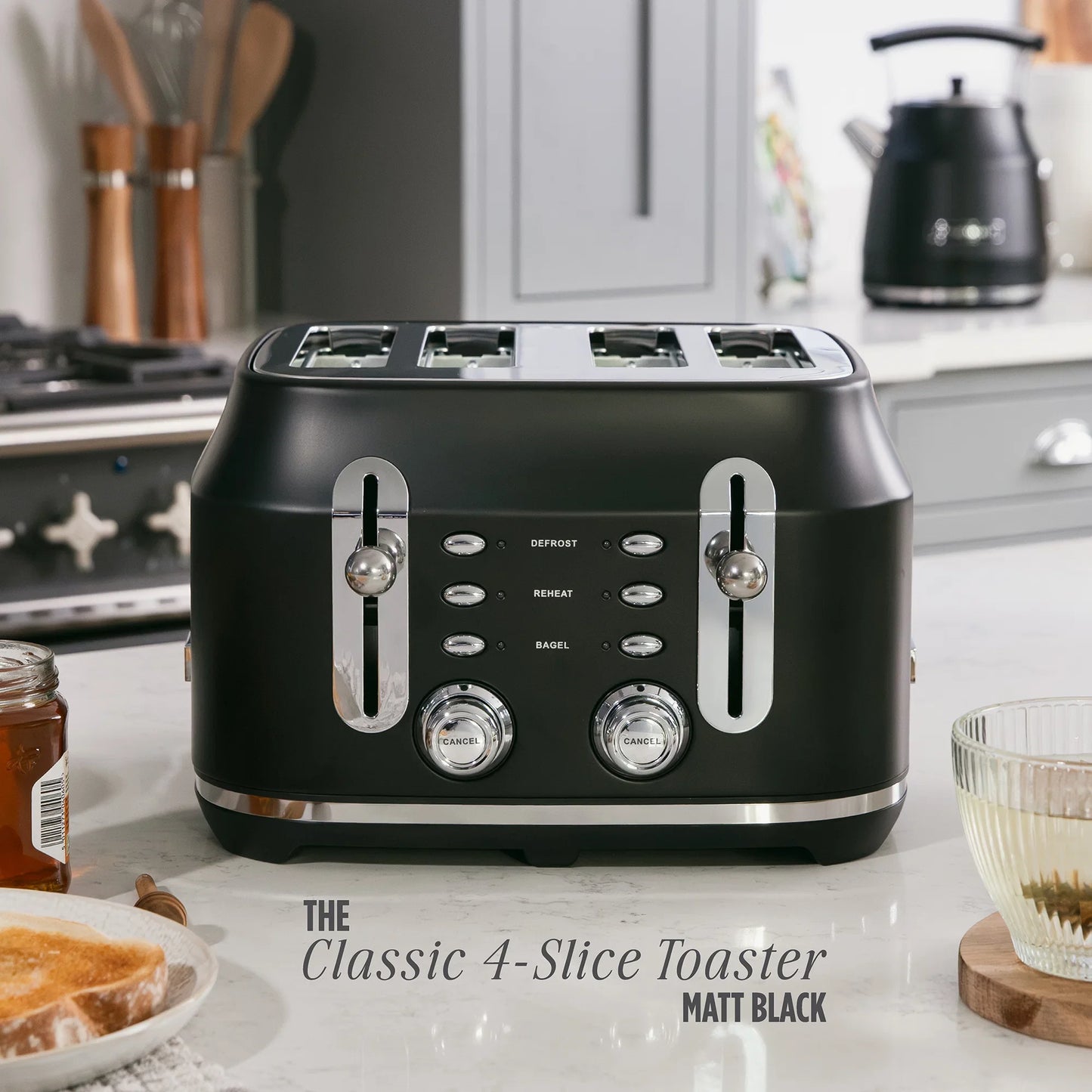 Rangemaster RMCL4S304BK Classic Toaster in Matt Black