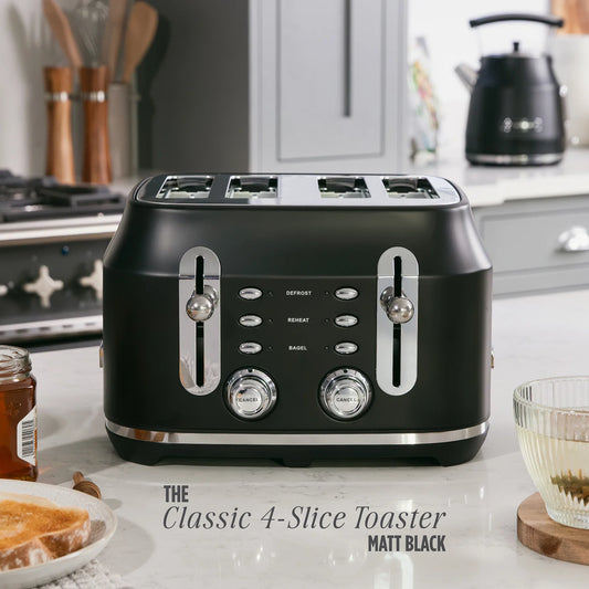 Rangemaster RMCL4S304BK Classic Toaster in Matt Black