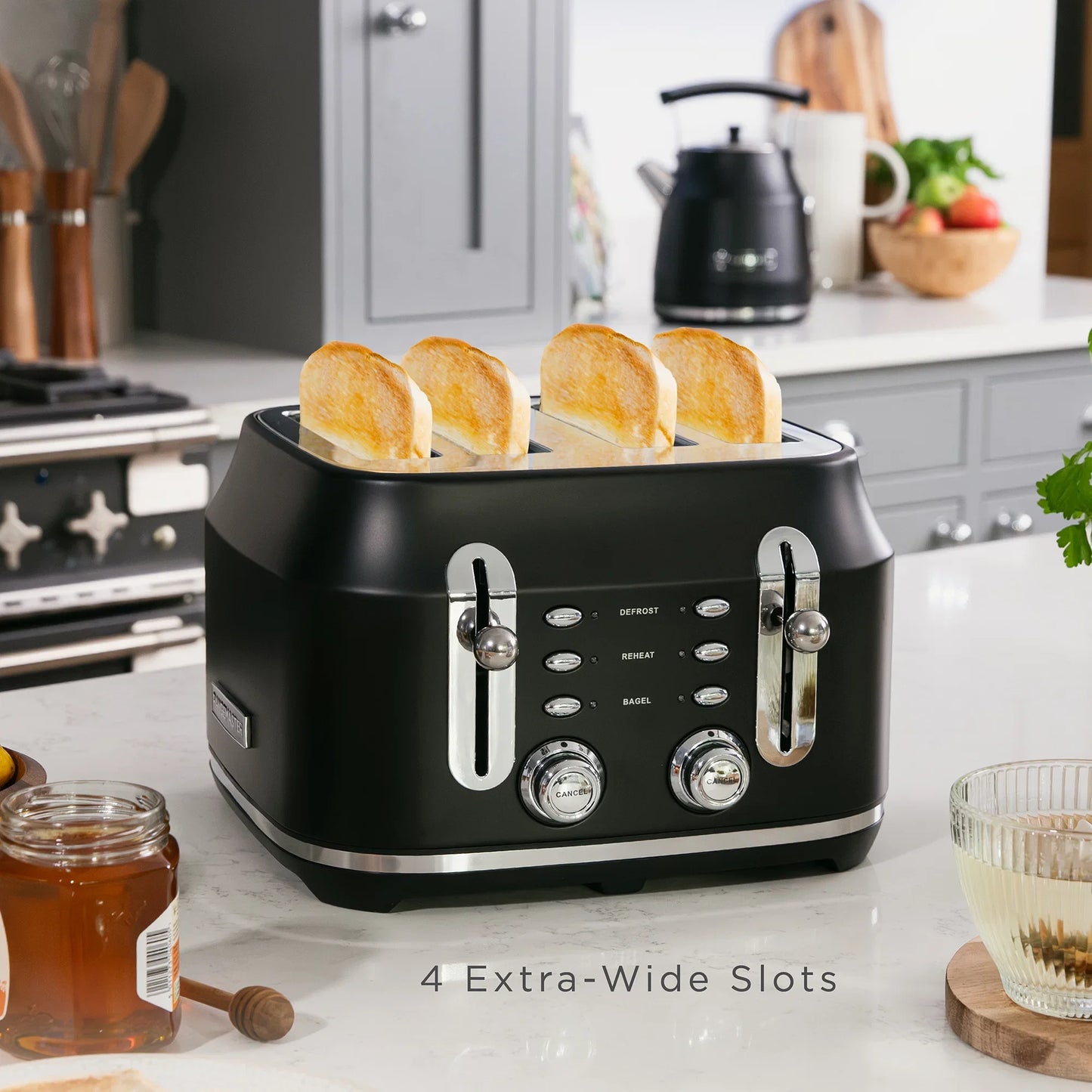 Rangemaster RMCL4S304BK Classic Toaster in Matt Black