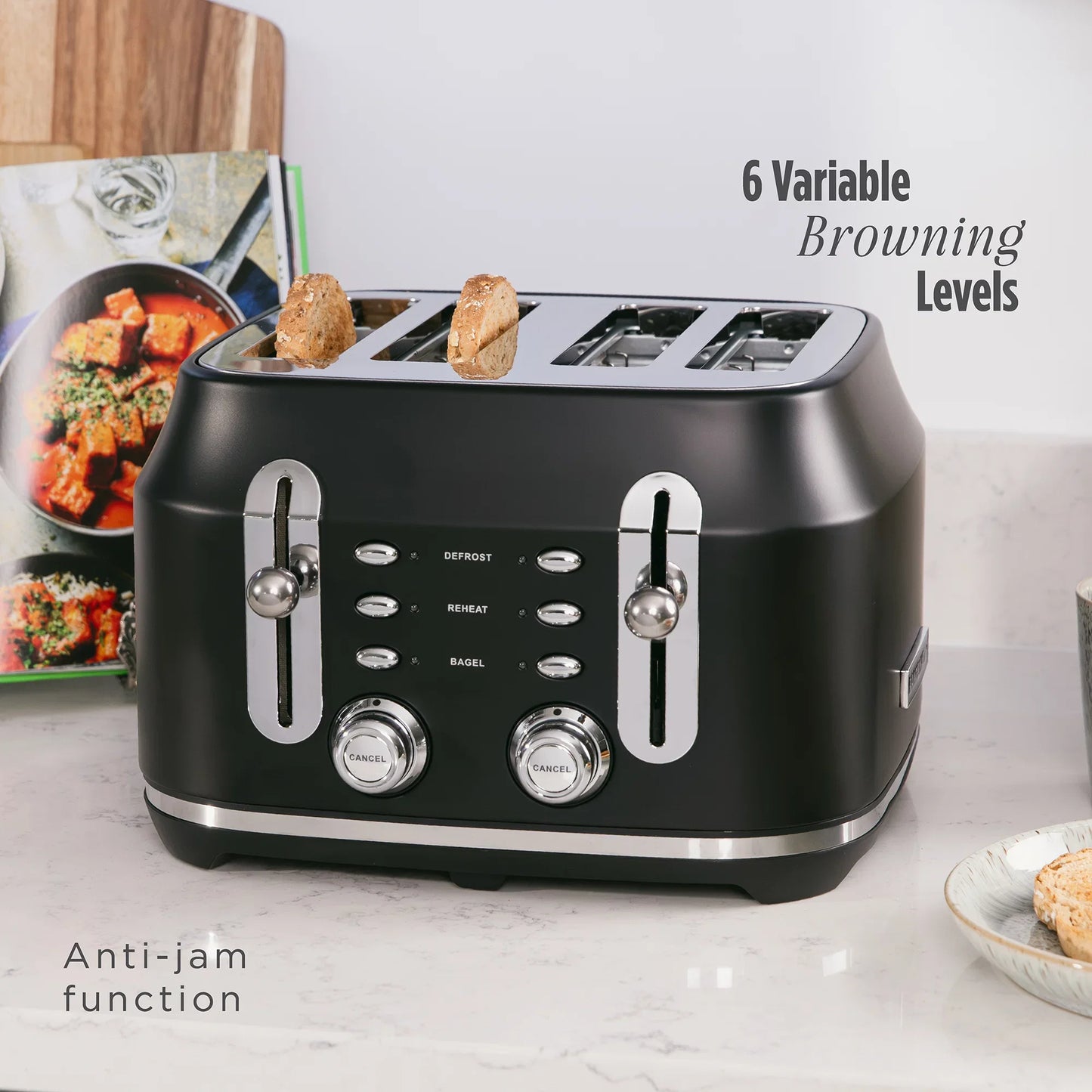 Rangemaster RMCL4S304BK Classic Toaster in Matt Black