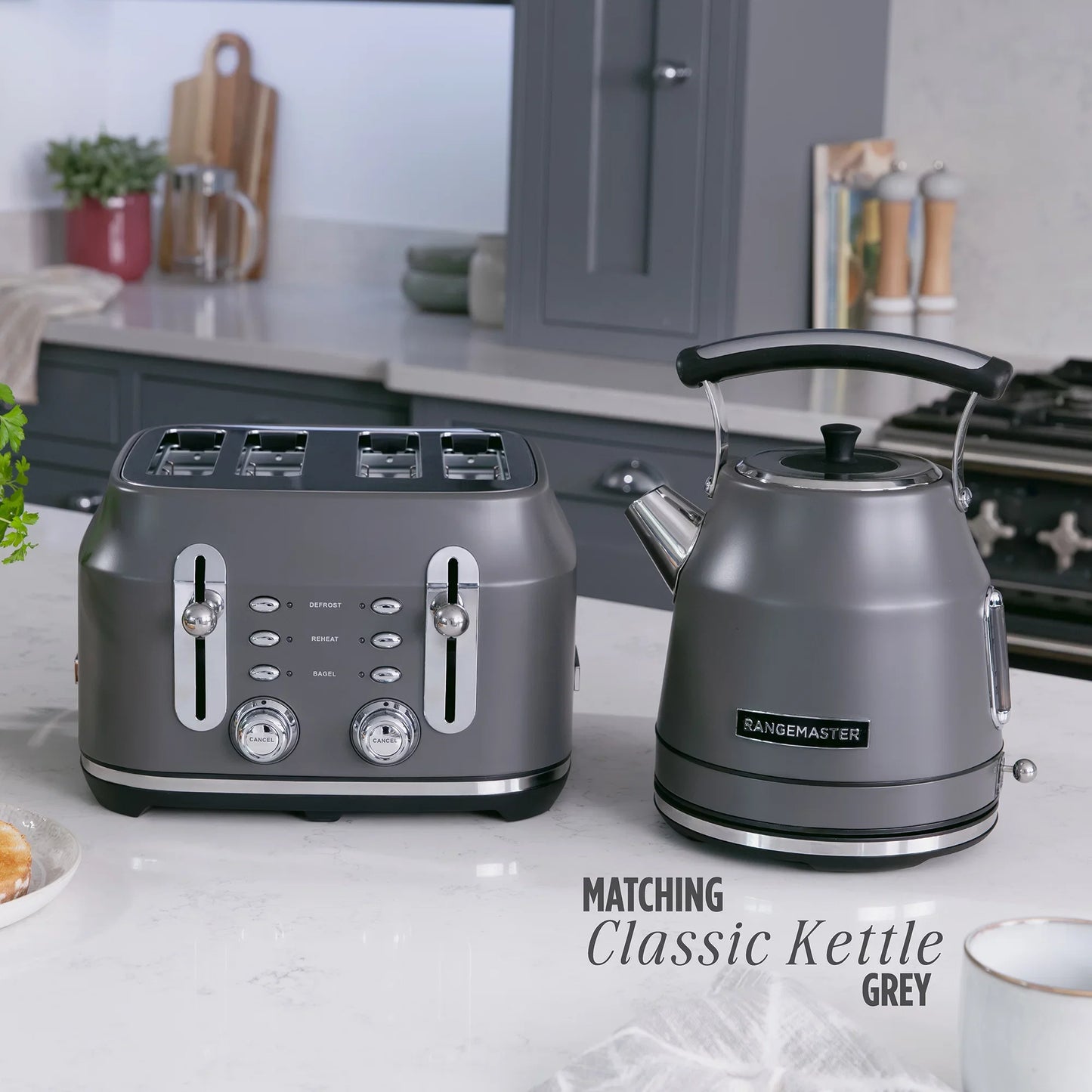 Rangemaster RMCL4S304GY Classic Toaster in Matt Grey