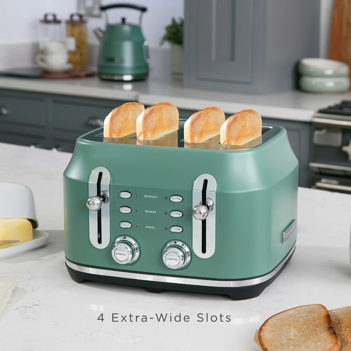 Rangemaster RMCL4S304MG Classic Toaster in Mineral Green