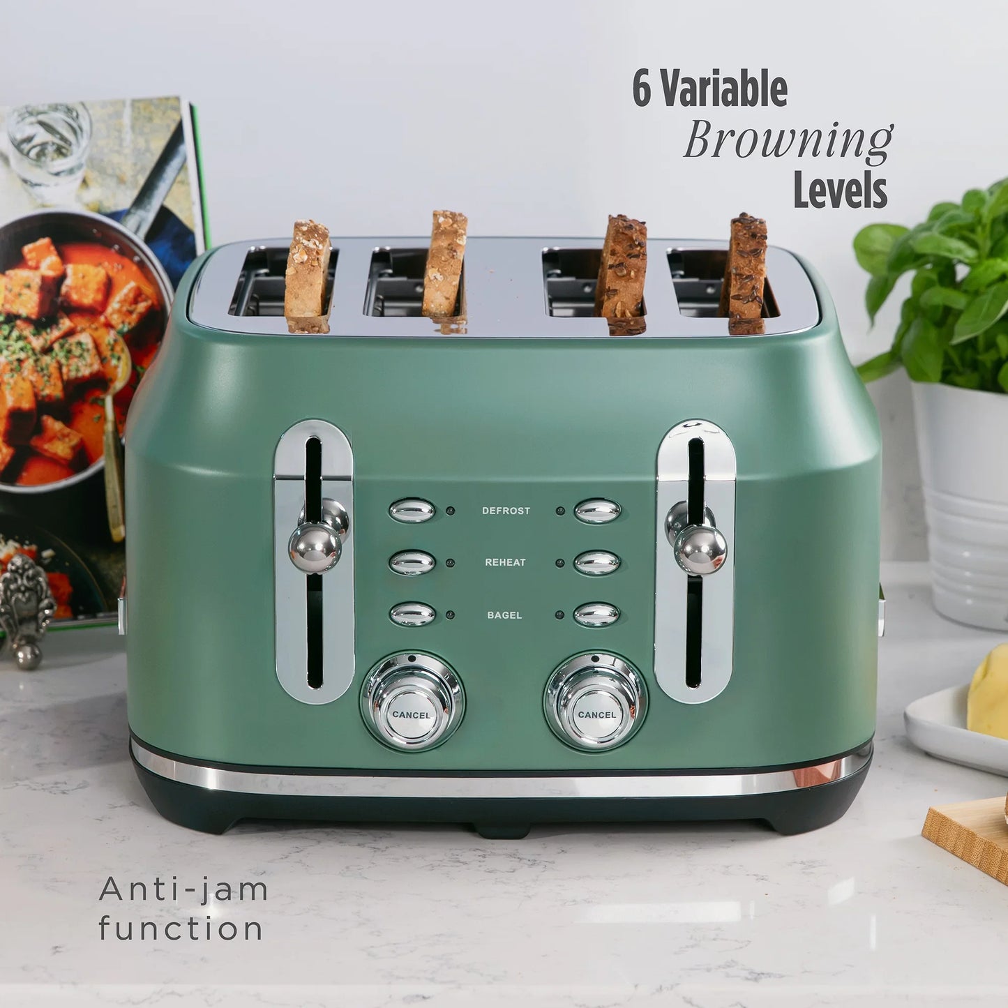 Rangemaster RMCL4S304MG Classic Toaster in Mineral Green