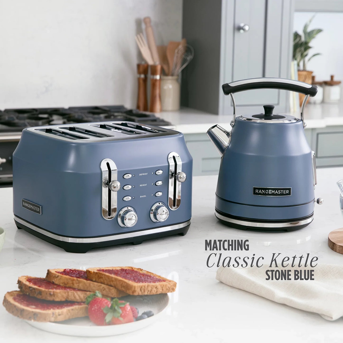 Rangemaster RMCL4S304SB Classic Toaster in Stone Blue