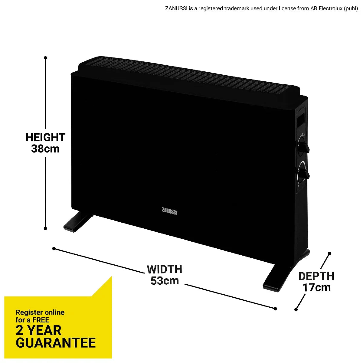 Zanussi ZCVH4004B 2kW Convection Heater in Black