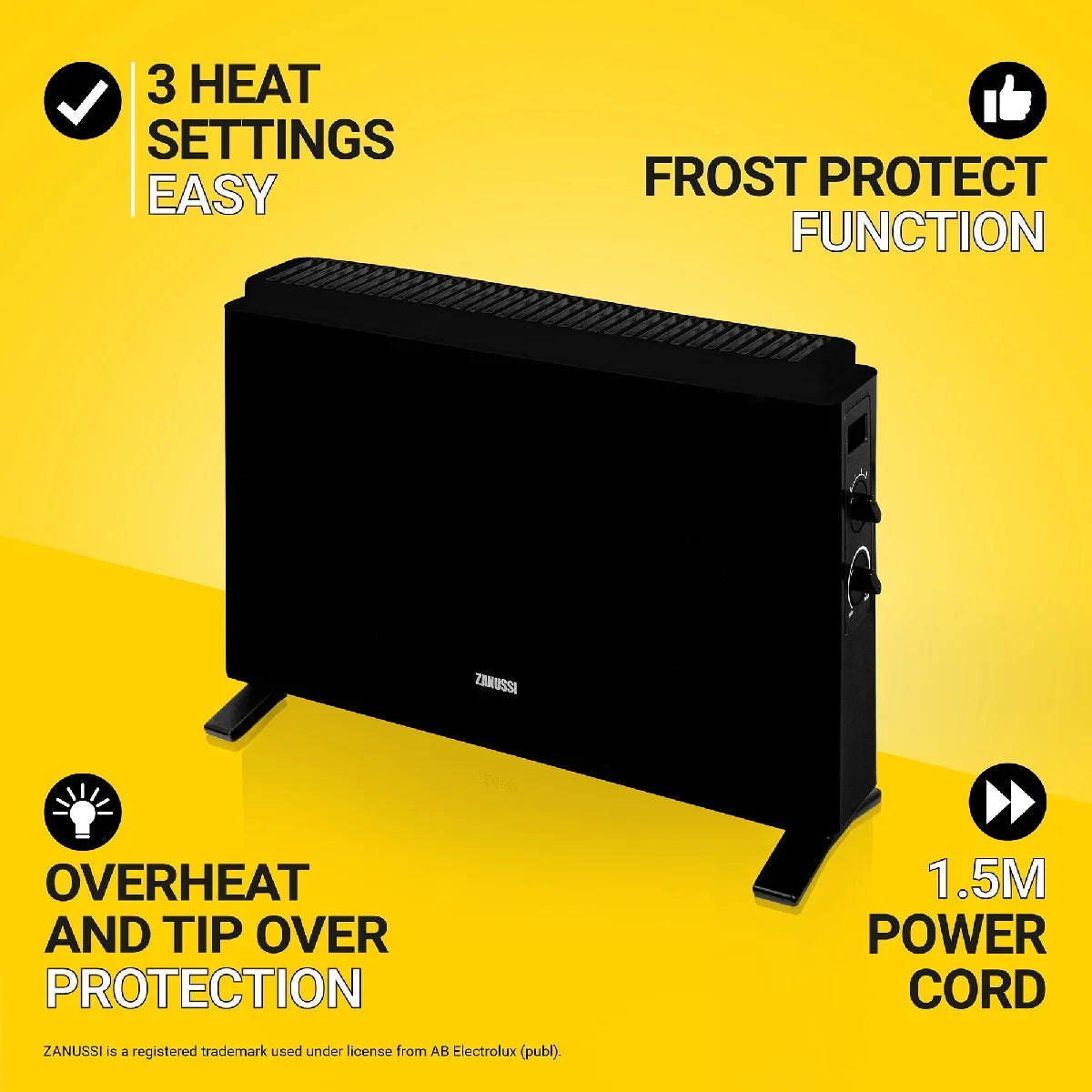 Zanussi ZCVH4004B 2kW Convection Heater in Black