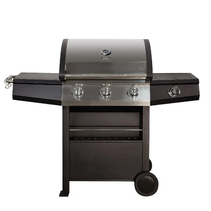 Zanussi ZGBBQ3B01-C 3-Burner Gas BBQ with Side Burner and Cover in Black and Stainless Steel