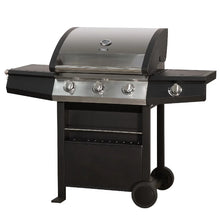Zanussi ZGBBQ3B01-C 3-Burner Gas BBQ with Side Burner and Cover in Black and Stainless Steel