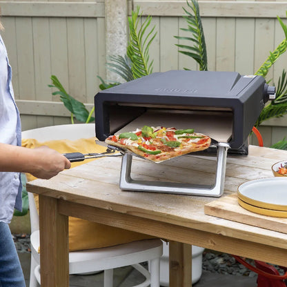 Zanussi ZGPO1PC Gas Powered Pizza Oven with Paddle and Carry Bag in Black