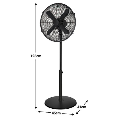 Zanussi ZNMPF1601MB 16" Metal Pedestal Fan in Matt Black