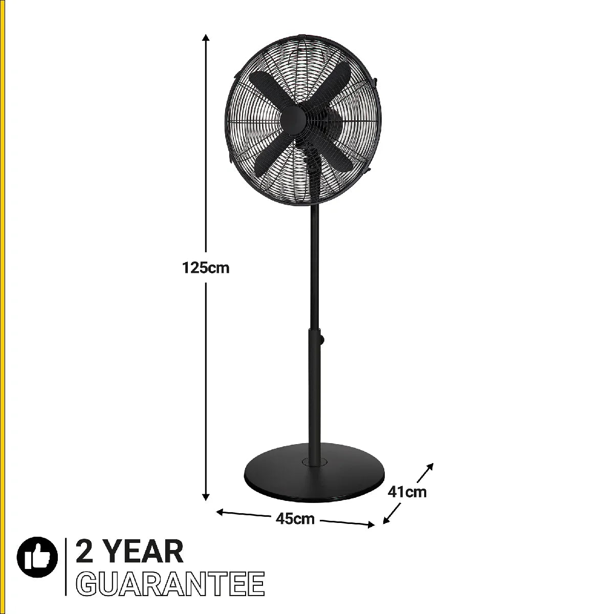Zanussi ZNMPF1601MB 16" Metal Pedestal Fan in Matt Black