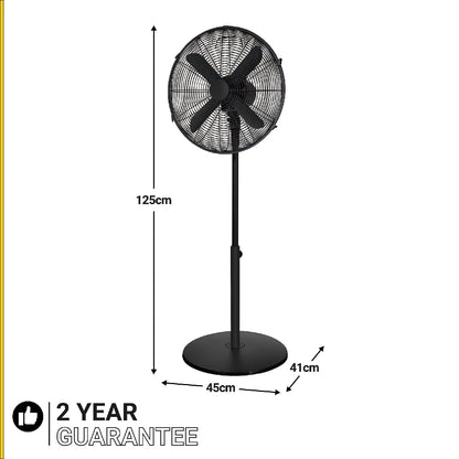 Zanussi ZNMPF1601MB 16" Metal Pedestal Fan in Matt Black