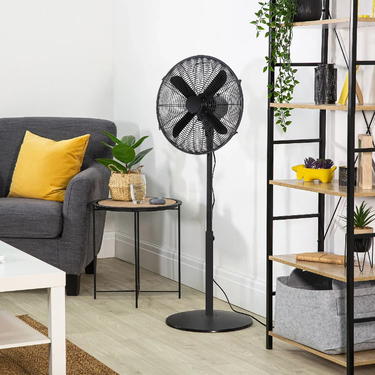 Zanussi ZNMPF1601MB 16" Metal Pedestal Fan in Matt Black