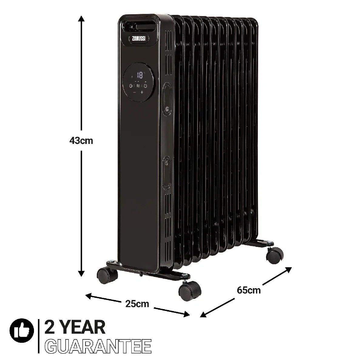 Zanussi ZOFR5005B 2.3kW Digital 11 Fin Oil Filled Radiator – Black