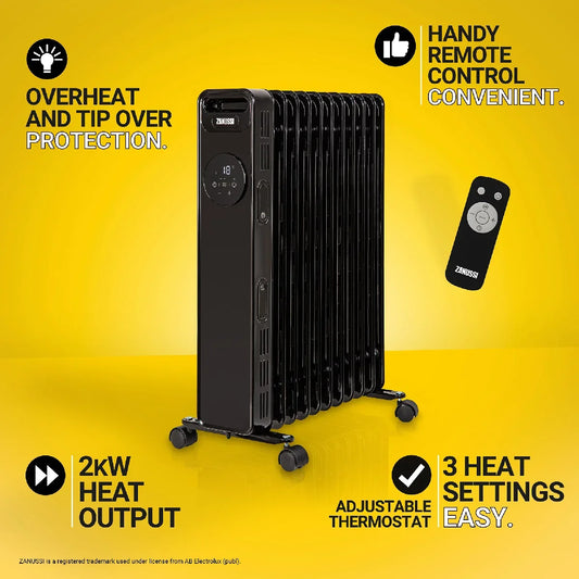 Zanussi ZOFR5005B 2.3kW Digital 11 Fin Oil Filled Radiator – Black