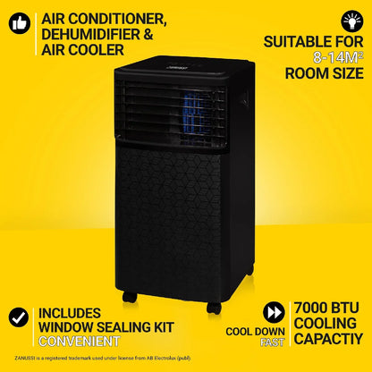 Zanussi ZPAC7001B Portable Air Conditioner, Dehumidifier & Air Cooler in Black