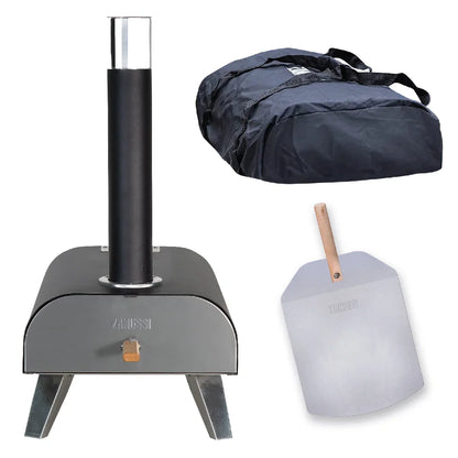 Zanussi ZPO1BPC Wood Pellet Pizza Oven with Paddle and Cover in Black