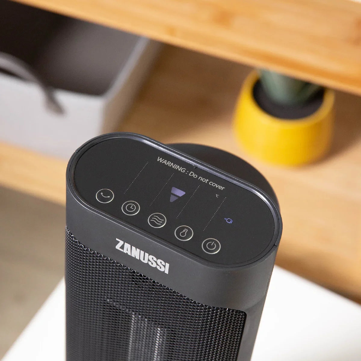 Zanussi ZPTCH3002B 2kW Compact Ceramic Tower Heater in Black